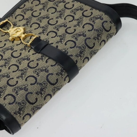 CELINE C Sulky Shoulder Bag Canvas Navy Gold - Picture 7 of 16